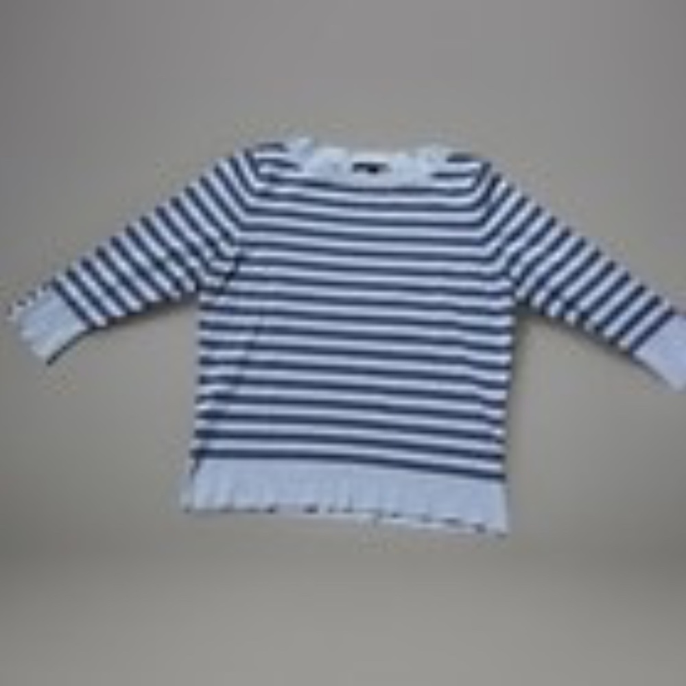 Women’s Blue Striped Sweater Ann Taylor 3/4 Sleeve Size LP
